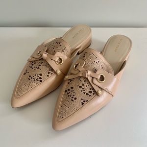 Cute pink leather mules - never worn!